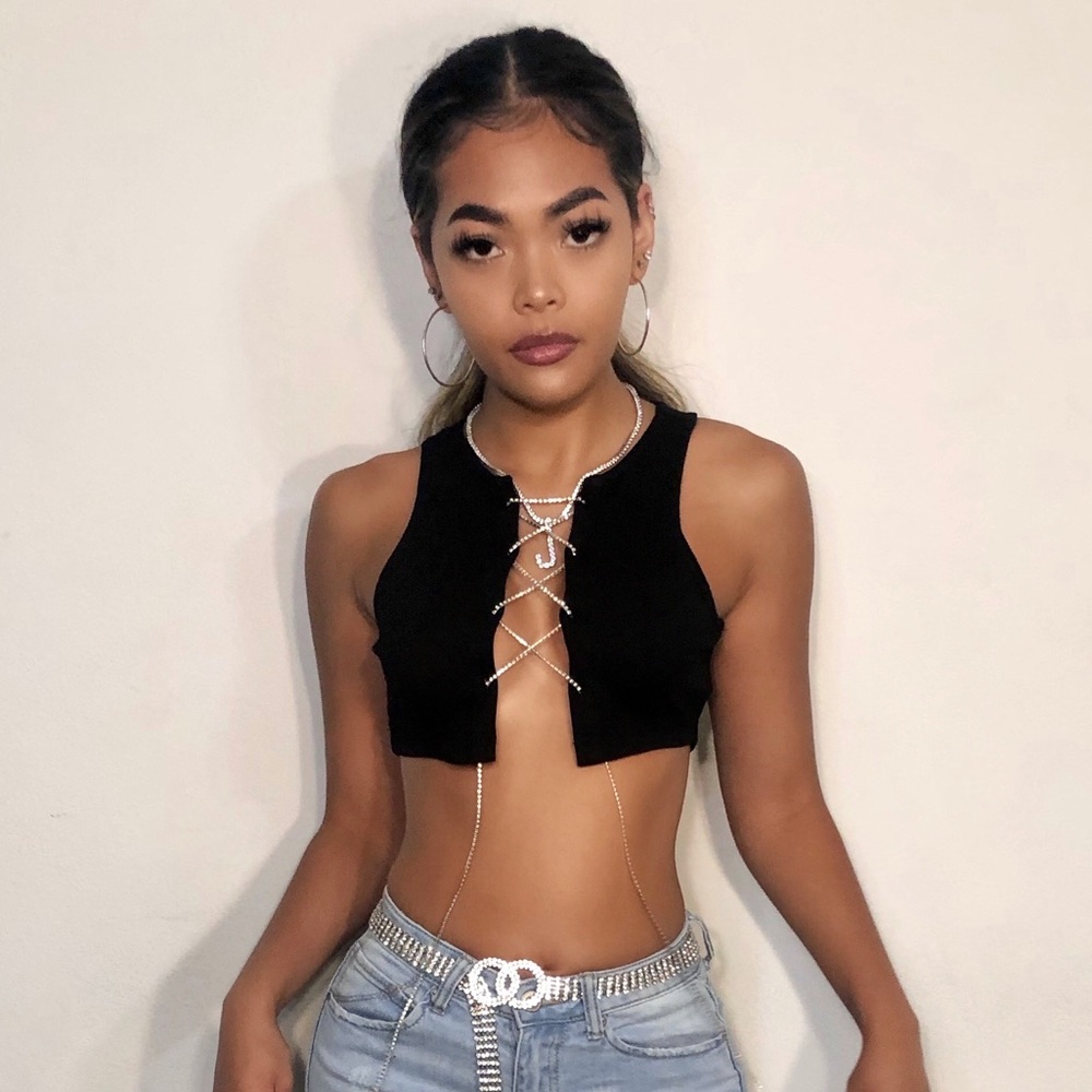 Lace Up Halter Crop